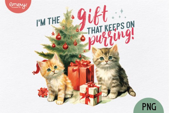A Vintage Christmas Cat PNG for Your Holiday Designs