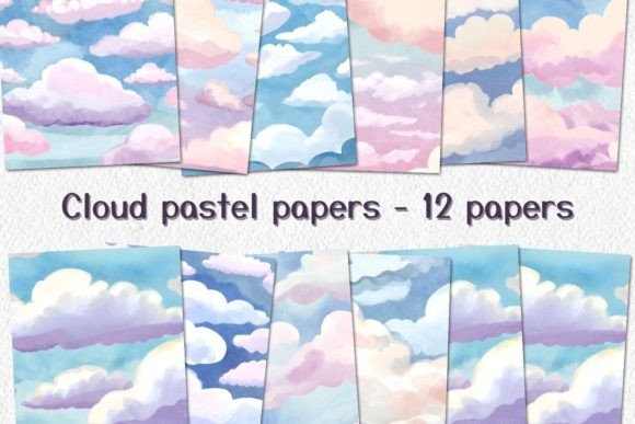 Ethereal Charm: Cloud and Sky Pastel Papers for Baby Showers