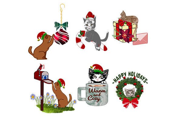 Festive Felines for Your Creative Projects: Christmas Cat Set 2