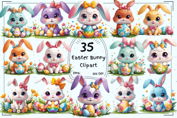 Floral Easter Bunny Clipart: A Spring Design Asset