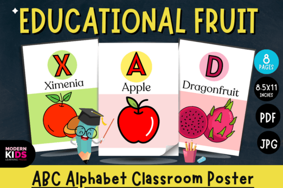 Freshen Up Your Design Projects with Educational Fruit ABC Alphabet Letters