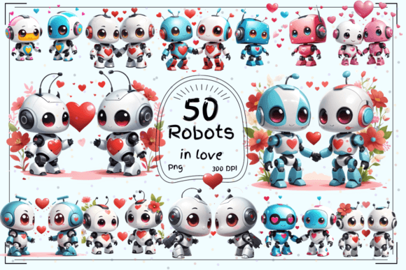 Infuse Your Designs with Heart: The Robo Romance Clipart Collection