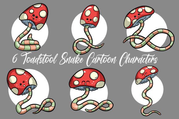 Mushroom Toadstool Snake Illustration: A Whimsical Collection for Creative Projects