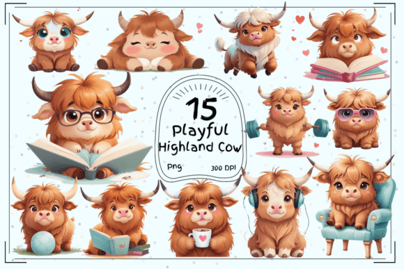 Playful Highland Moments: Creative Clipart for Unique Projects
