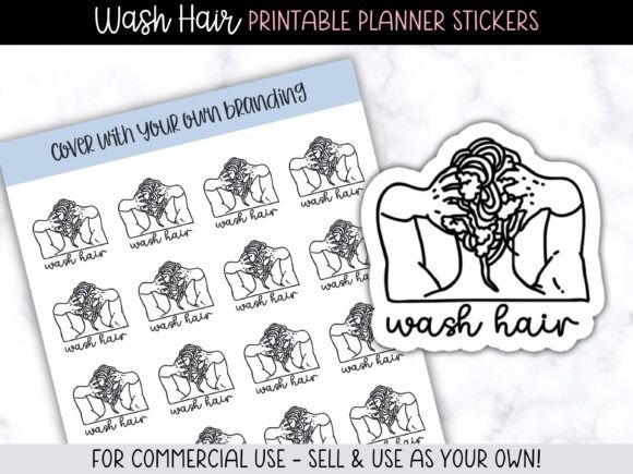 Wash Hair Icon Planner Stickers: Your Shop-Ready Solution